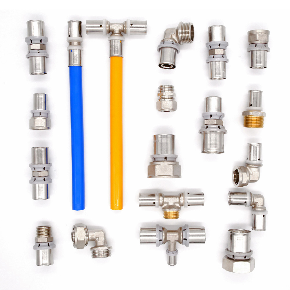 Brass press pipe fitting th type wallplate elbow female connector for pex al pex plumbing fittings