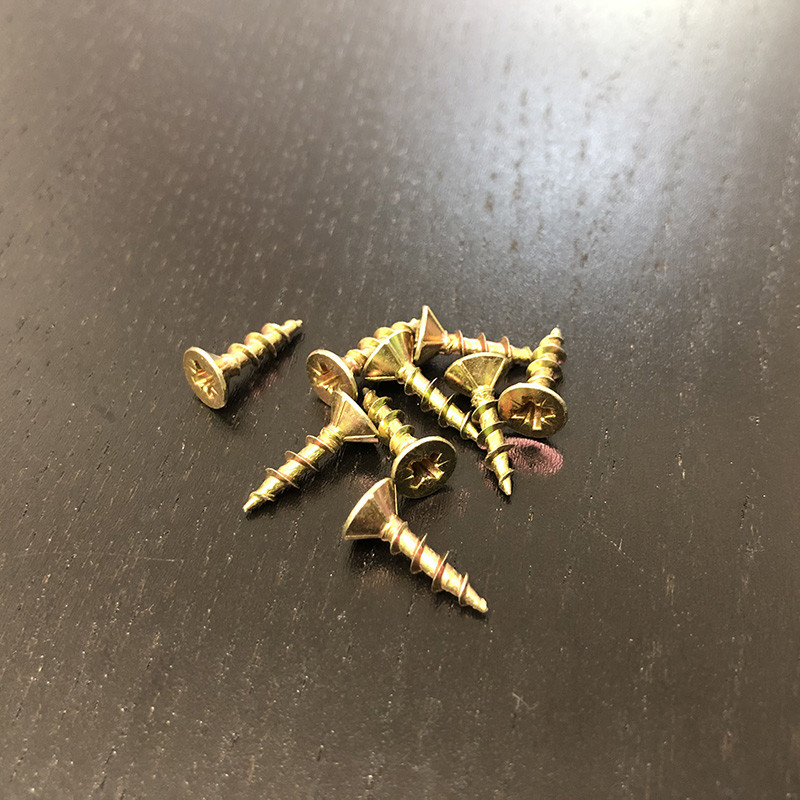 15MM Yellow Zinc Plated Steel Cross Recessed Countersunk Head Chipboard Screws For Timber