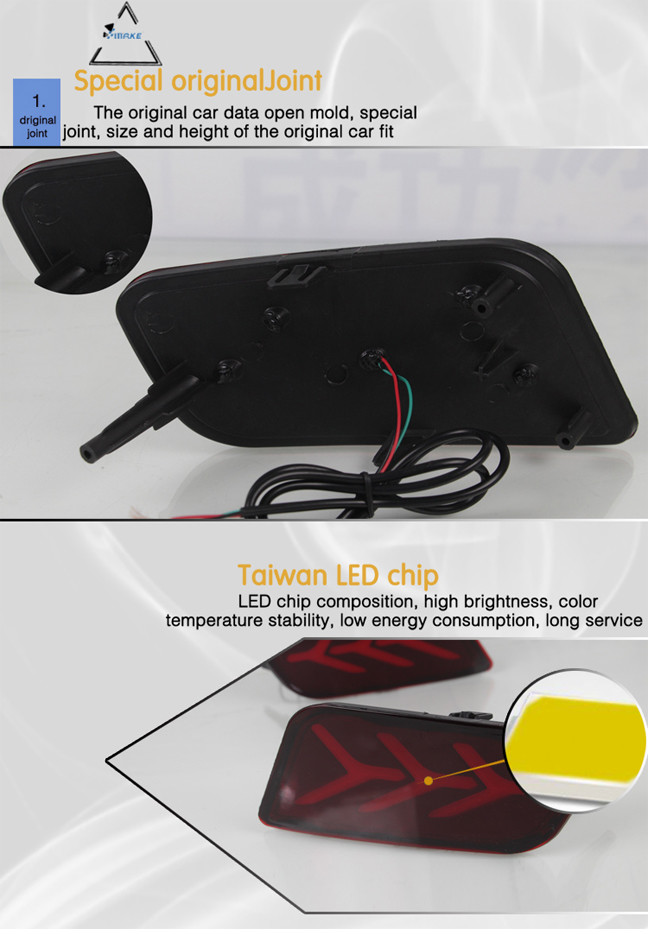 2pcs Highlight Multi-Function Rear Bumper Brake Lights For Car Ford Everest 2016-2019