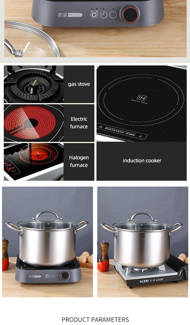 Wholesale Top Seller Kitchen Cooking Steamer Pot Induction Stainless Steel 410 Cookware Soup Pot