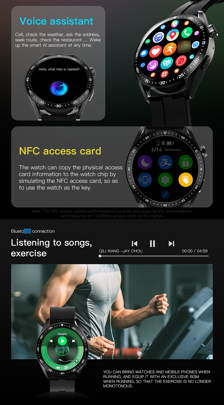 Pro Smart Watch Hombre Heart Rate Blood Pressure Health Monitoring NFC Pro Tracker Smartwatch for Women Men