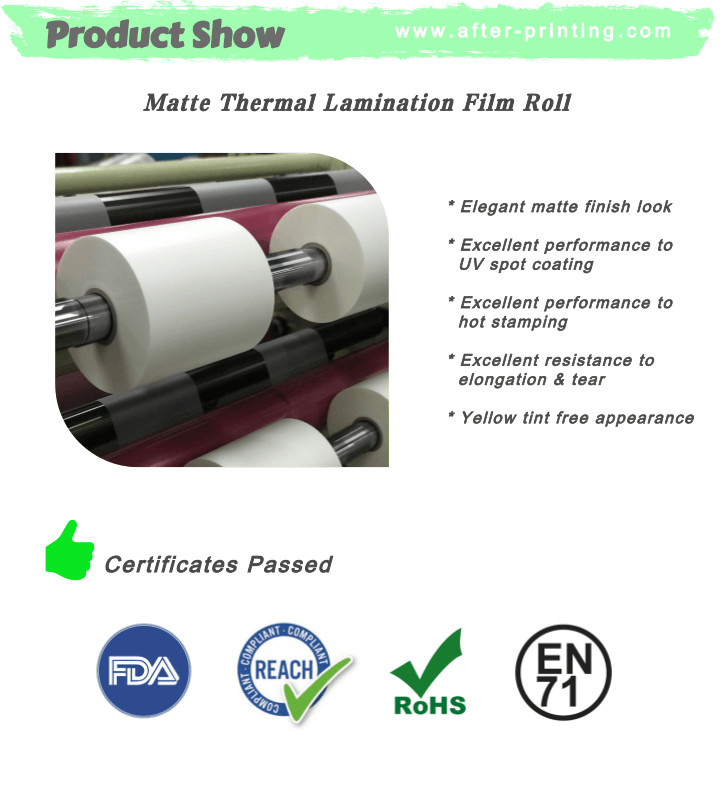 42 Dynes Double Corona Treatment Thermal Roll Matte Laminating Film for Hot Stamping and Spot UV