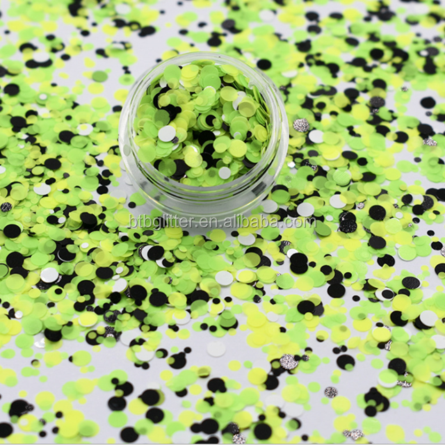 Excellent Nail Art Effect Glitter Black White Dots Mixed Glitter with Polyester Material