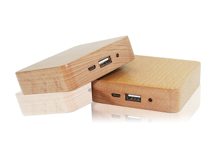 Color Printing Logo Wireless Portable Power Bank , 10400mAh Bamboo Power Bank