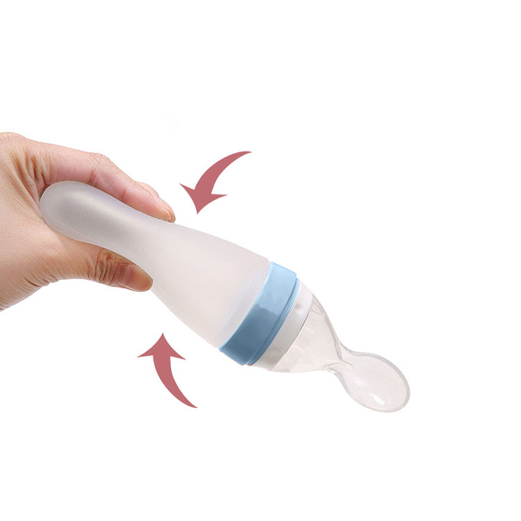 Phthalate BPA Latex Free Silicone Baby Teether Spoon Feeding Bottle Medium Flow