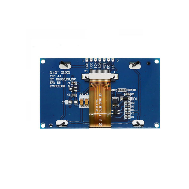 2.42 Inch PMOLED Display Module With PCBA, 128*64 Resolution, 7 PINS IIC/SPI Interface