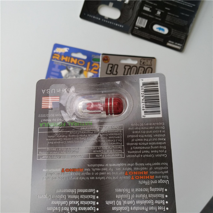 3D Card Blister Pack Packaging Custom Printed Paper Card Rhino 7 Jaguar 30000 Sex Pill Pack