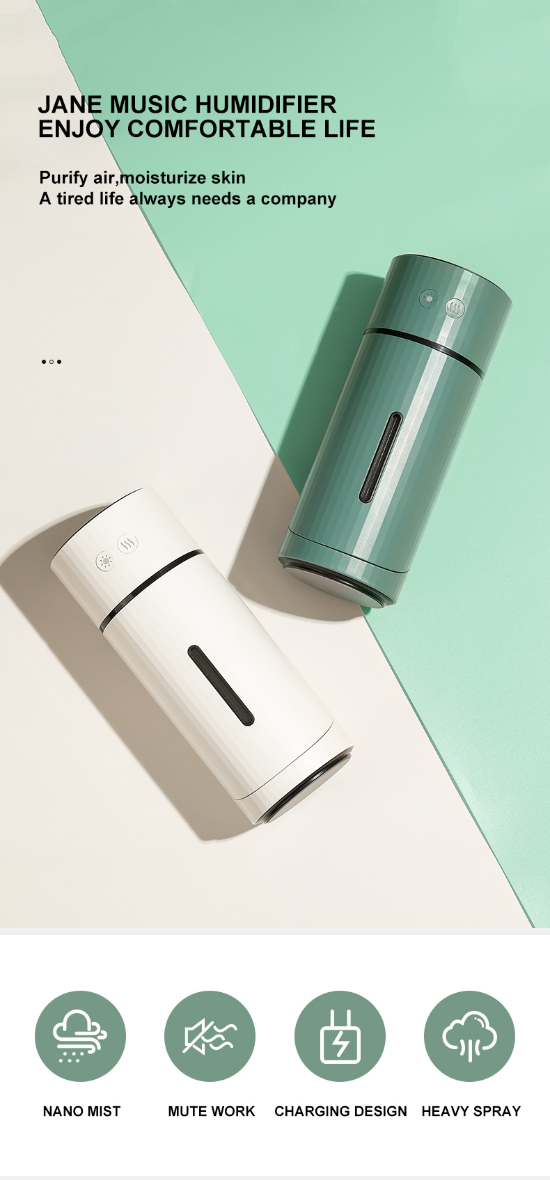 Homefish OEM Hava Nemlendirici Mini Humidificateur d Air d'Air Wireless Umidificador Bevochtiger Ultrasonic Humidifier