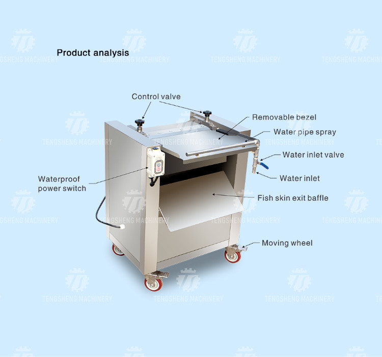 0.75kw Commercial Fish Salmon Peeling Machine Kitchen Processing Equipment