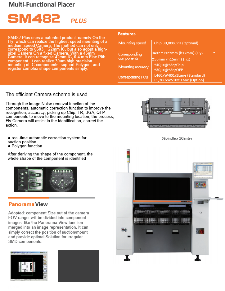 SAMSUNG SMT Pick and and Place Machine Hanwha SM482 PLUS Pick and Place Hanwha Chip Mounter for Electronics Production