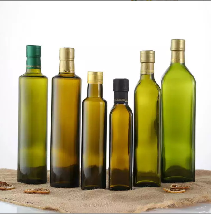 100ml 250ml 500ml 750ml 1L Square Marasca Glass Bottle for Cooking Oil Customized Bottle Color
