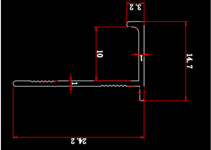 L shaped tile trim size
