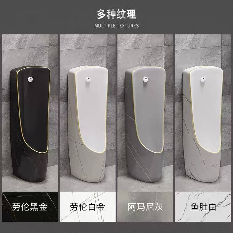 Commercial Bathroom Public Toilet Urinal Marble Black Gold Color