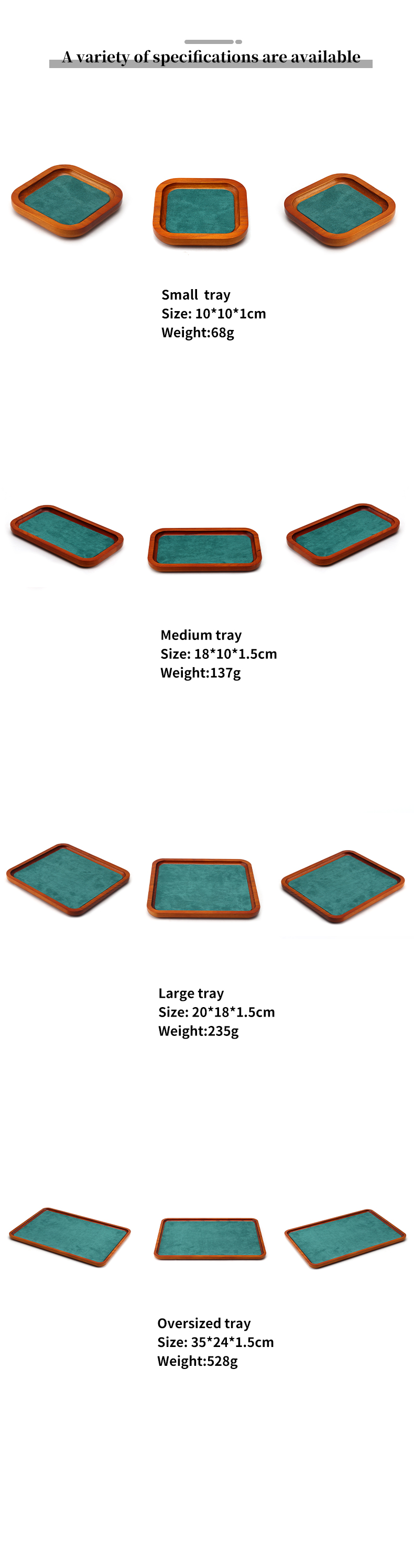 Multi Color Lining Solid Wood Jewelry Display Tray For Ring Bracelet Pendant Exhibition