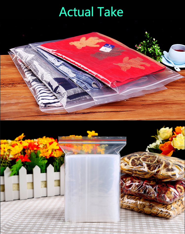 Biodegradable Plastic Bag Transparent PE Slide Seal Freezer Bags, Gallon, Quart, American value, drug store, zipper seal