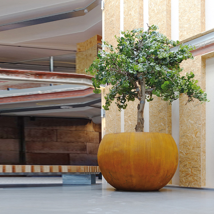 Sphere Shaped Plant Box Outdoor Raised Garden Corten Steel Pots Outdoor Metal Planter
