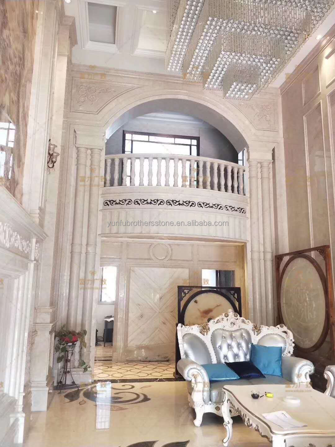 White and Green Onyx Marble Handrail for Staircase Modern Polished Balustrades Column