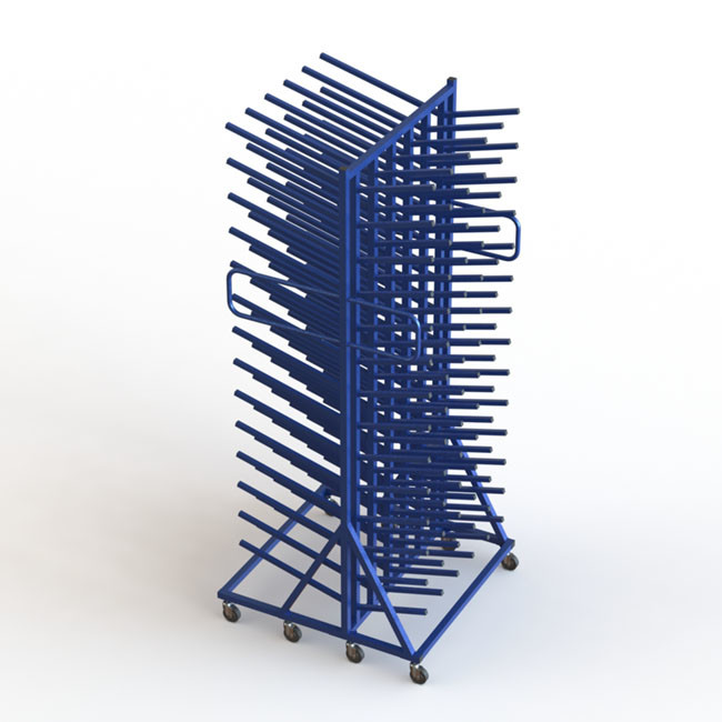 Double Sides Roller Industrial Display Stands With Six Columns Upright Pole
