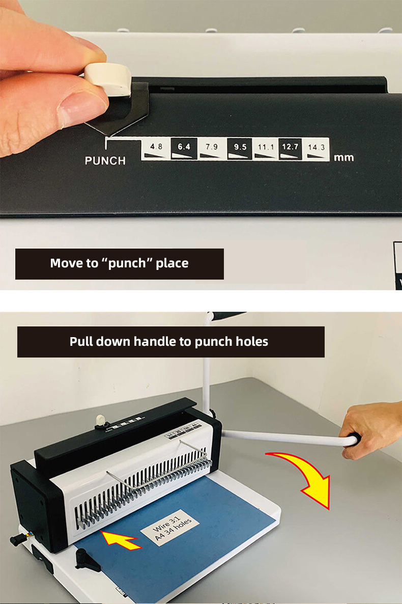 Manual Operation 34 Hole Double Wire Notebook Binding Punching Machine
