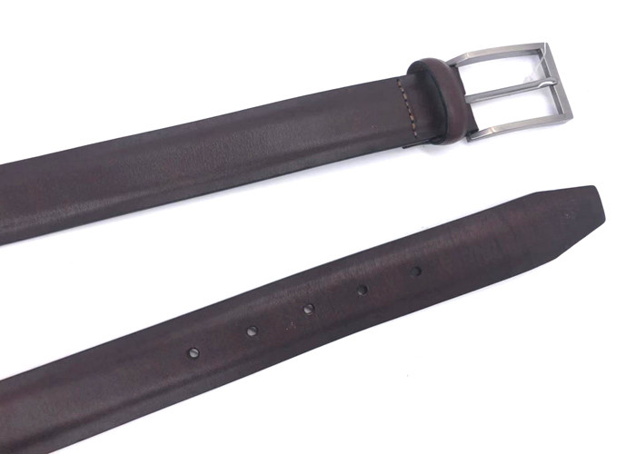 Handmade Genuine 100% Cow Leather Dress Belts For Men Brushed Gunmetal Metal Color