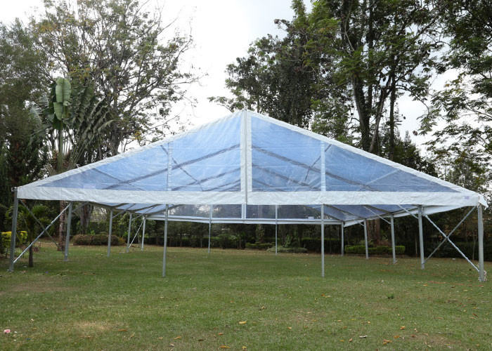 PVC Fabric Aluminum 15x50 Clear Span Tent With Decorations