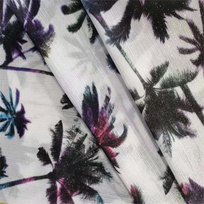 Silver Yarn Floral Print Chiffon Fabric 85gsm