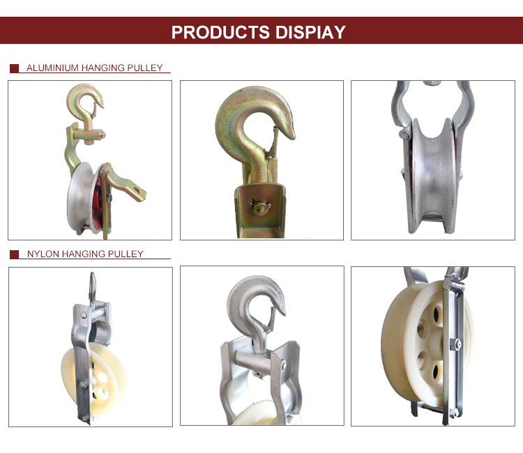 Hanging Cable Hook Roller , Single Wheel Cable Block Pulley Transmission Line Stringing Tools