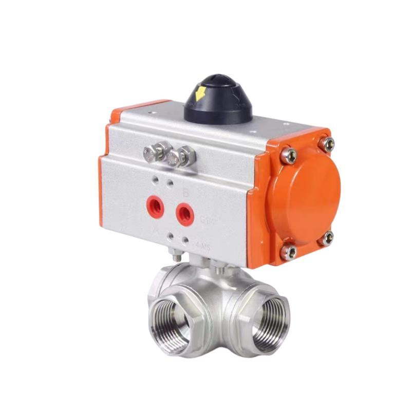 Pn16 Three-Way Stainless Steel Ball Valve with Pneumatic Actuator