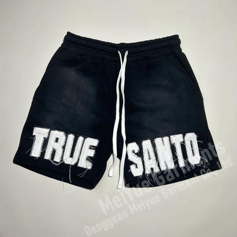 Streetwear Applique Heavyweight Two Piece Shorts Set