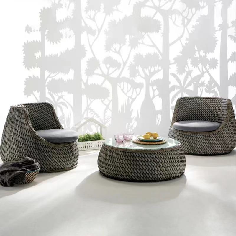 Customized UV Resistant Outdoor Rattan Sofa For Courtyard And Garden Promotion