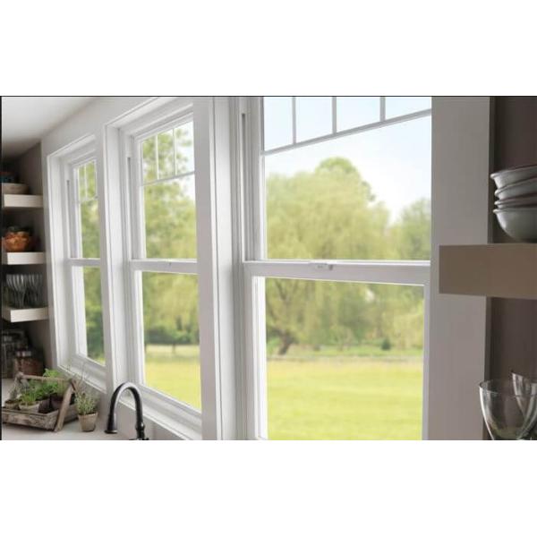 Vertical Sliding UPVC Double Hung Windows Clear Tempered Glass