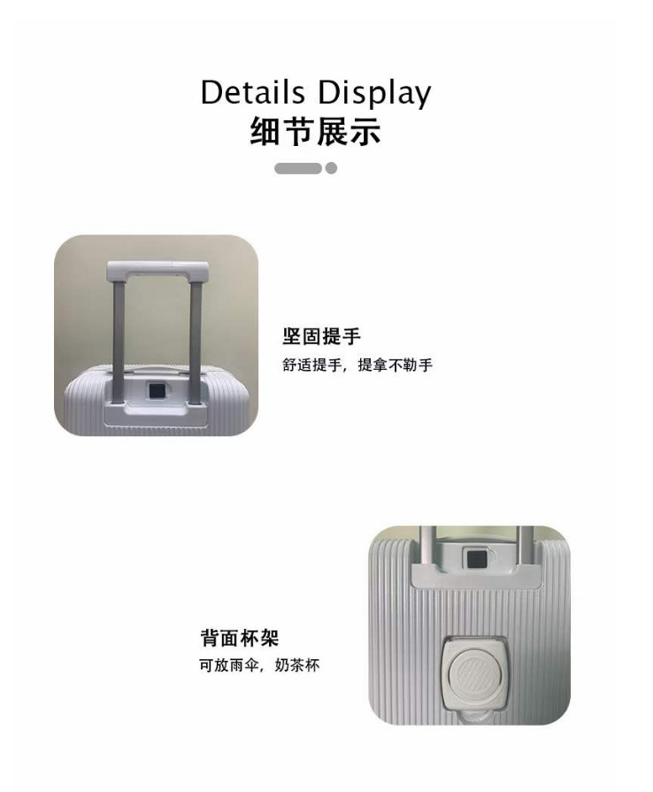 Zipper Frame USB Port Luggage Sets With Cup Holder Trolley Travel Bag High Quality ABS Luggage Suitcase