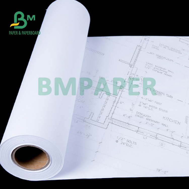 20lb CAD Uncoated Inkjet Plotter Paper For Engineering Plans 24'' 36'' x 150'