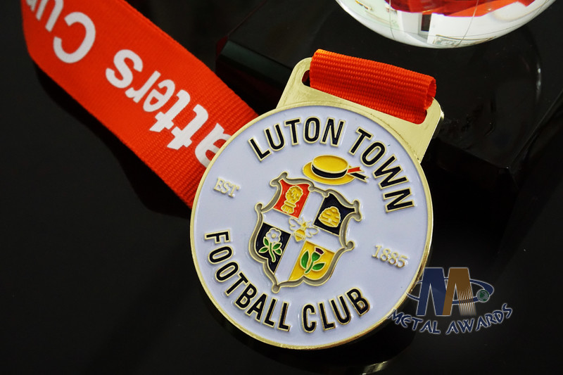Custom Metal Zinc Alloy Football Medals Soft Enamel with Europe Printing Ribbon