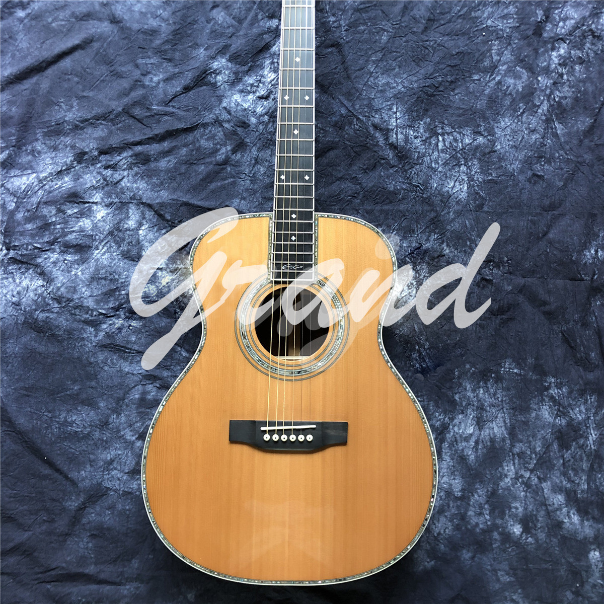 Custom 40 Inch Solid Cedar OM Style Acoustic Guitar with Signature Ebony Fingerboard