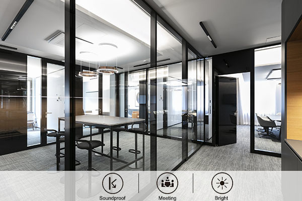 46db Sound Reduction Double Glazed Partition System Interior Glass Partitions