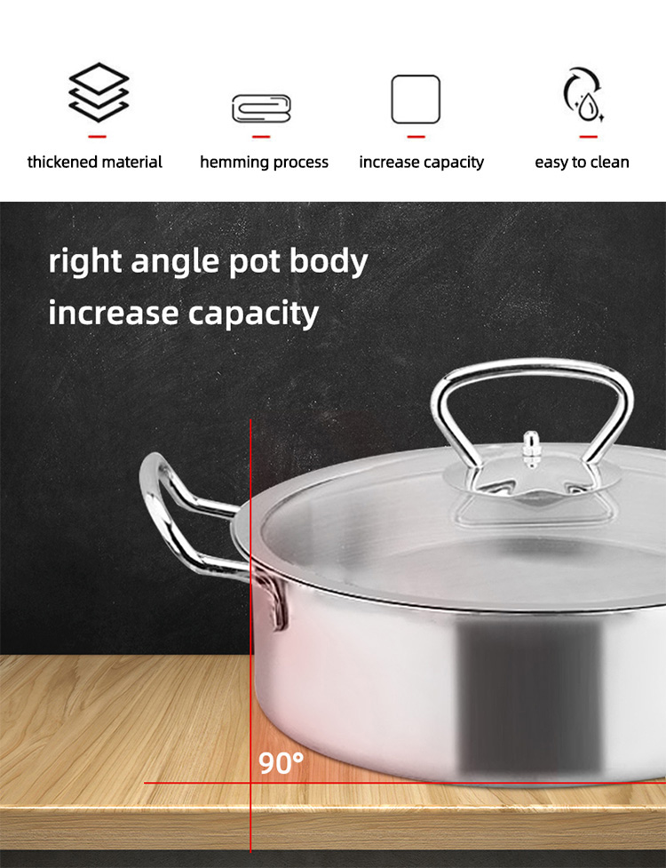 Factory Wholesale Stainless Steel Cooking Soup Stock Pot Thickened Compound Bottom Induction Korean Cookware Cooker Soup Pot