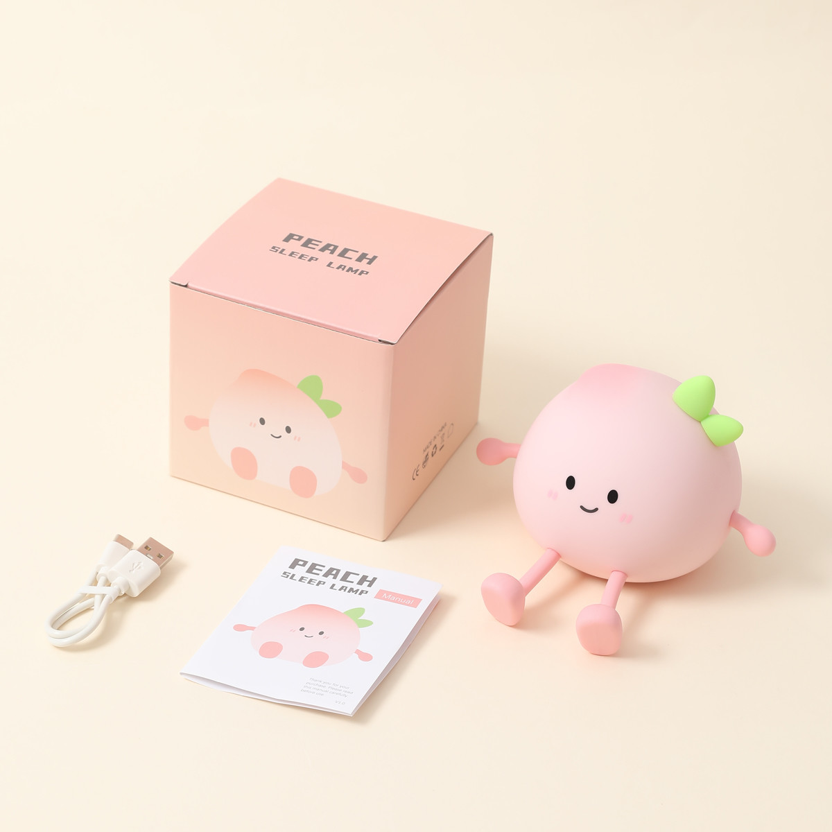 2024 New Creative Peach Shape Night Lamp Soft Silicone 7 Color Changing Eye Care Night Light For Children Gifts Desk Lamp