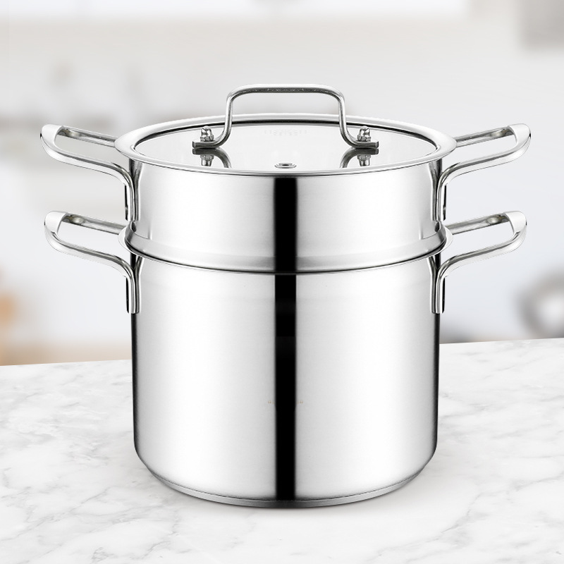 Home Cooking Stackable Steamer Pot Stainless Steel 22cm Soup Stock Pot
