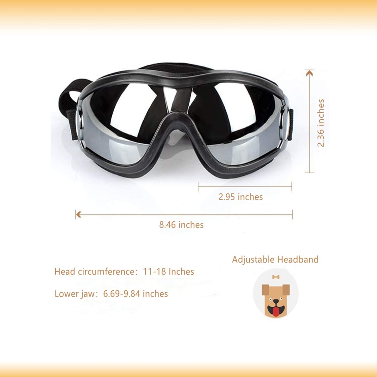 Uv Wind Dust Protection 0.5kg Dog Sunglasses With Adjustable Strap