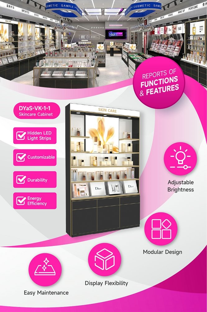 DYaS-VK-1-1 Skincare Display Cabinet with 60mm Light Box and Adjustable Brightness