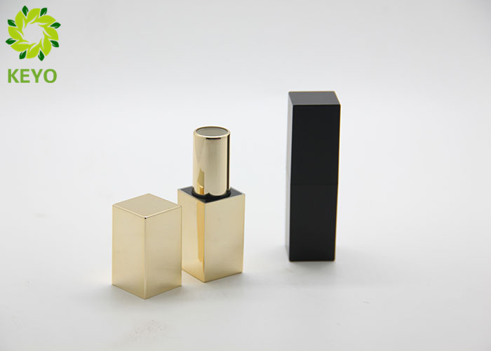 Square Black Gold Color Plastic Empty Magnetic Lipstick Tube Container 5g