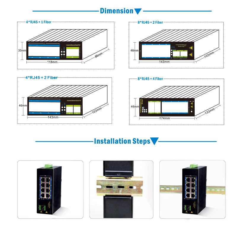 UT08GP unmanaged Gigabit 8port POE industrial ethernet switch used for IP Cameras