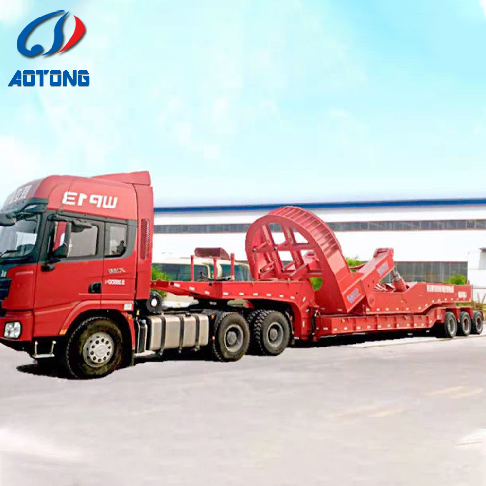 2 Axle 28 Tons Lowbed Lowboy Truck Trailer Semi Trailer for Heavy Equipment Transport