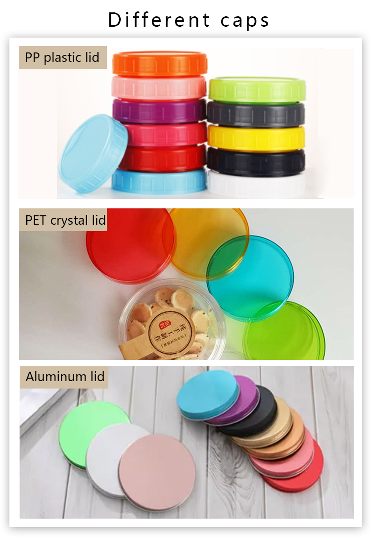 No Leak 250ml Plastic Jar For Cookie And Candy With Aluminum Lid
