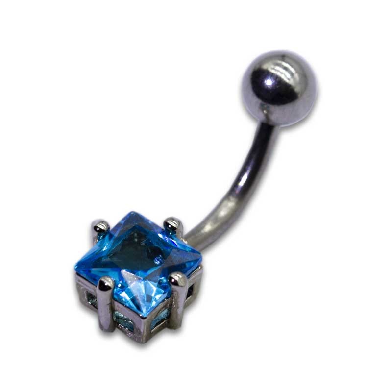 Blue Cubic Zirconia Belly Button Piercings Jewelry 6mm Crystal