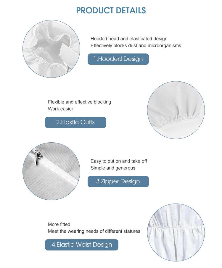 Hospital Disposable Medical Coveralls Non Woven Sms Protection Suit Full Body Size