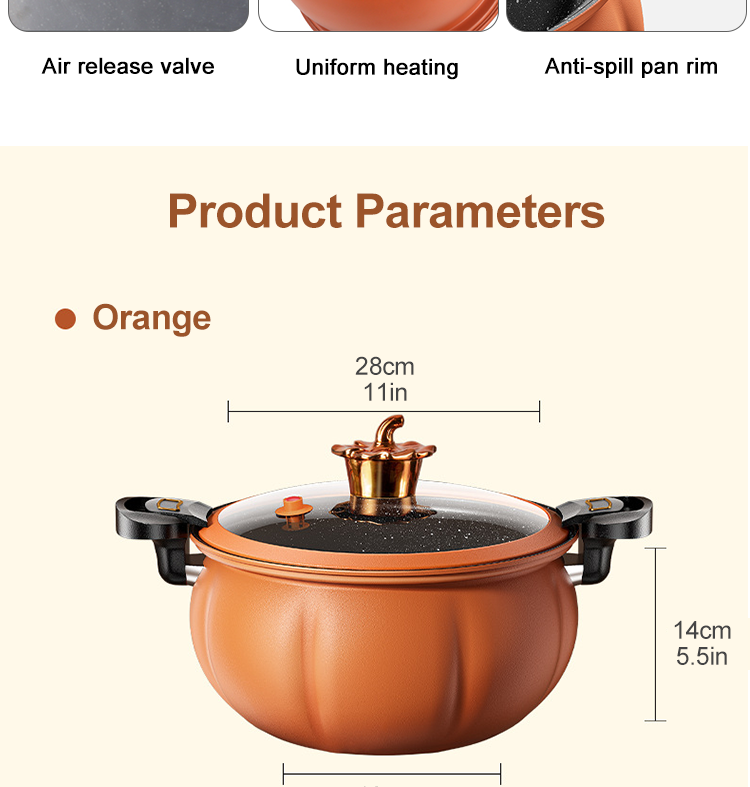 28CM Large Capacity Iron Kitchen Pressure Cooker Maifan Stone Non Stick Coating
