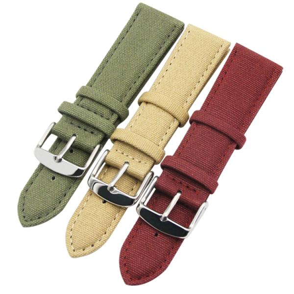 Tough Canvas Strap Watch Band 18 20 22 24mm Solid Color