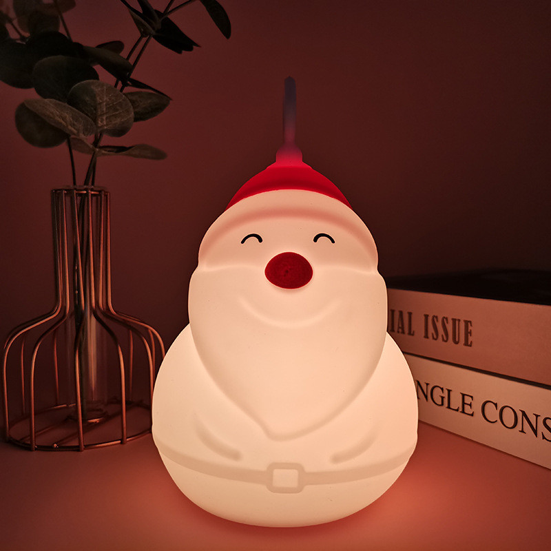 Christmas Night Light For Kids Lamp Cute Lamp 16 Colors Tap Silicone Kids Night Light USB Rechargeable Baby Night Lights
